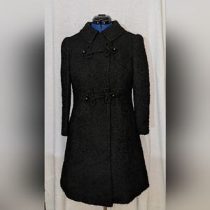 Vintage black knobby wooly coat, medium to large